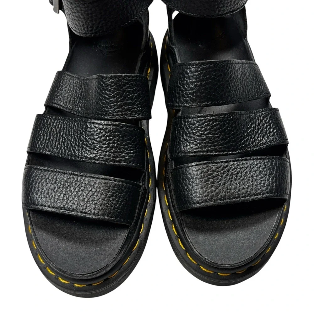 Dr. Martens Clarissa II Quad Womens 8 Black Leather Platform Sandals 24476001